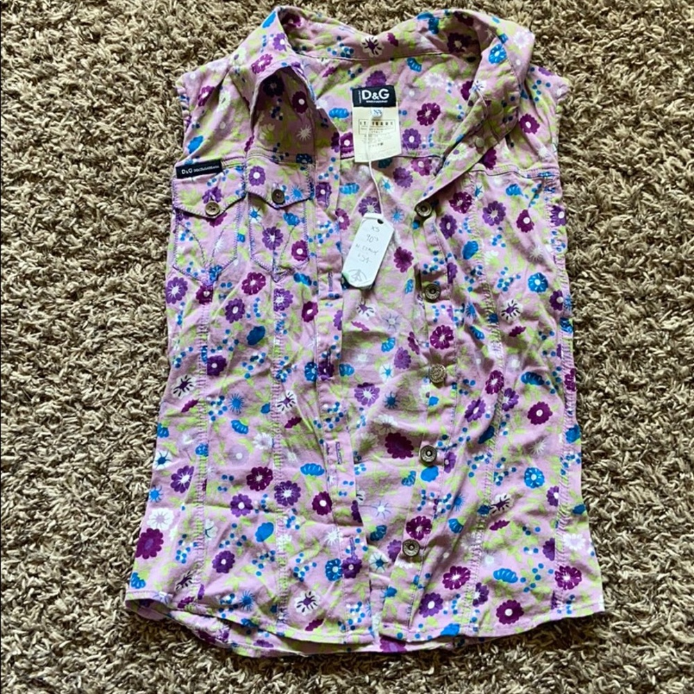 Vintage Dolce and Gabbana tank style floral blouse